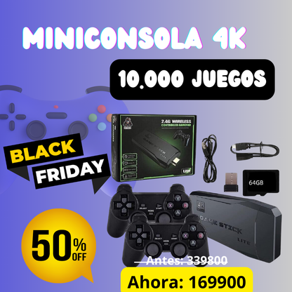 Mini Consola 4k, 10.000 Videojuegos, Emula Juegos De 9 Consolas  + 2 Controles Inalámbricos, 64Gg, Hdmi, New. 2024