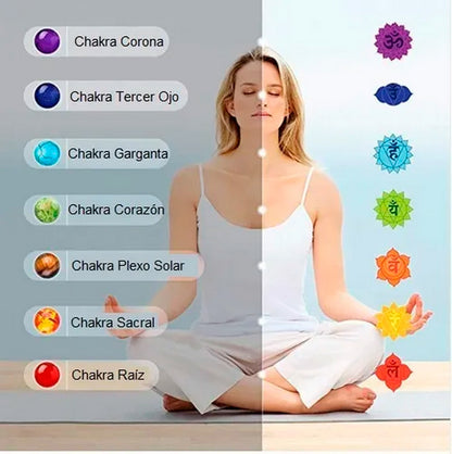 Juego Cuarzo 7 Chakras Collar - Aretes - Pulsera + Estuche
