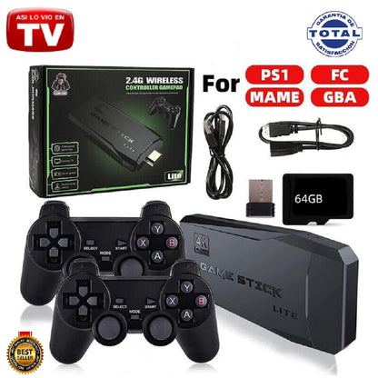 Mini Consola 4k, 10.000 Videojuegos, Emula Juegos De 9 Consolas  + 2 Controles Inalámbricos, 64Gg, Hdmi, New. 2024